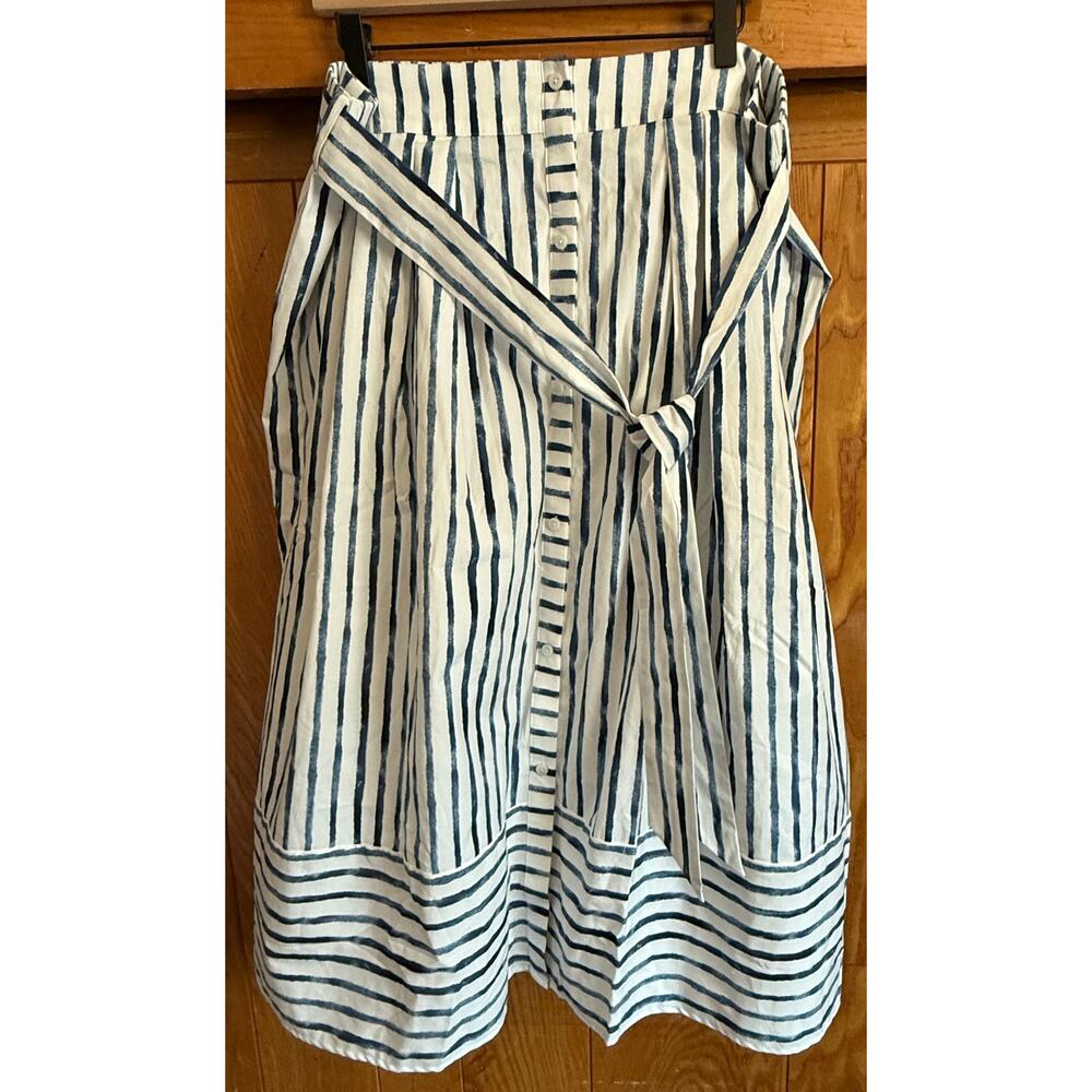 NWT Chico's Palermo Striped Tie-Front Midi Skirt Blue, 3 - Picture 10 of 14